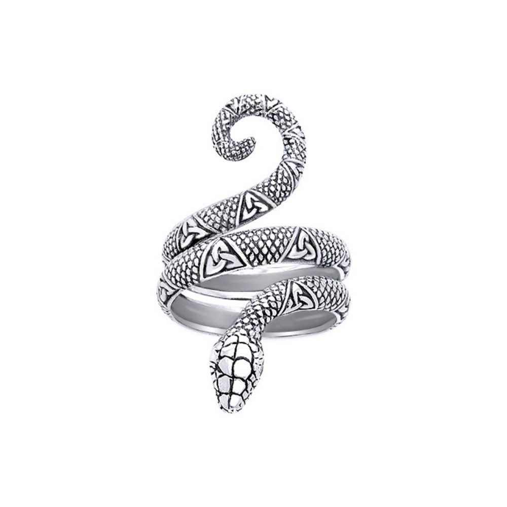 Celtic Snake Serpent Triquetra 925 Sterling Ring